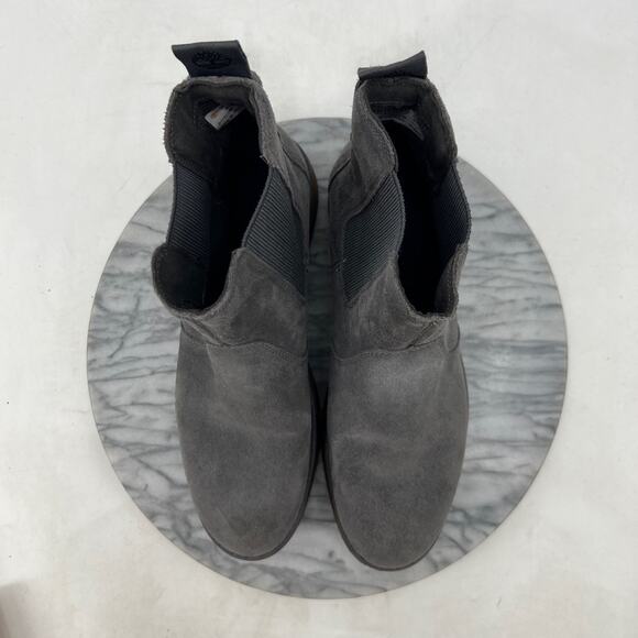 Timberland Womens 10 Boots Gray Suede Bluebell Lane Chelsea Pull On Ankle A24XZ - Picture 8 of 12